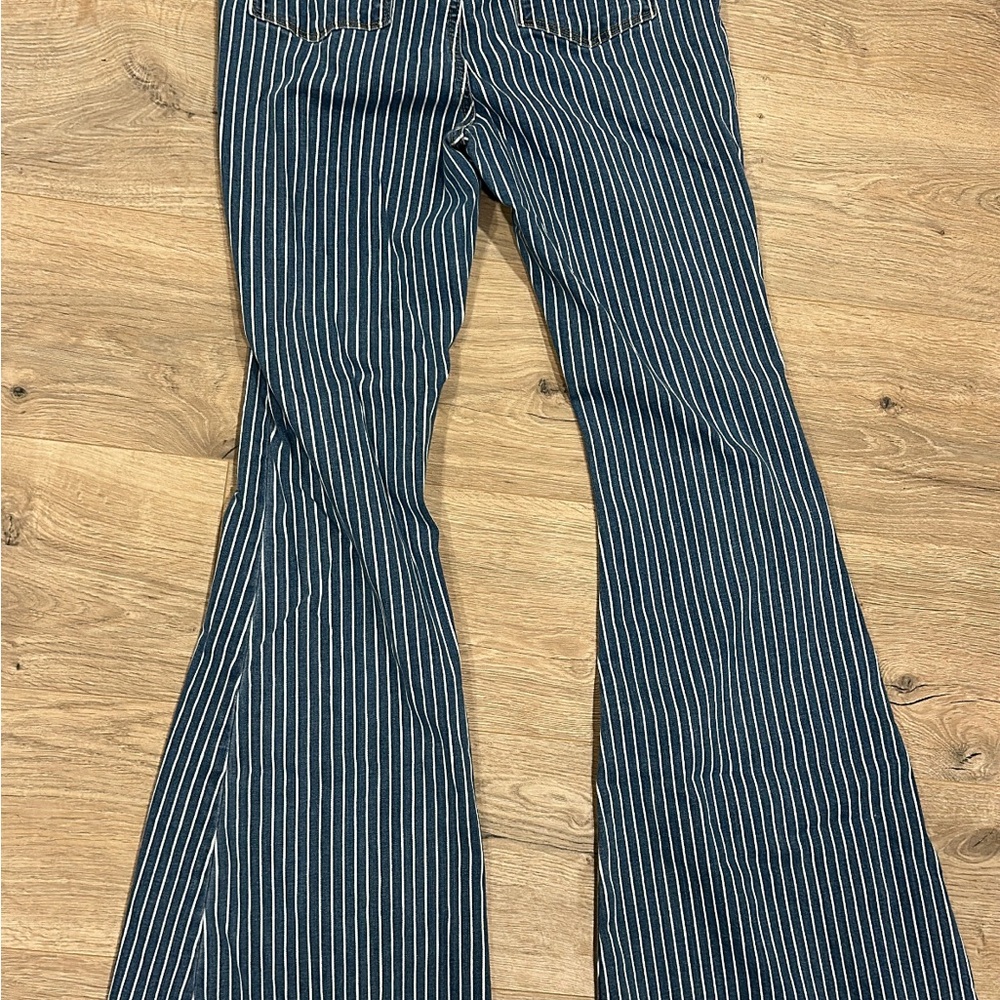 Judy Blue Navy Pinstripe Flare Jeans